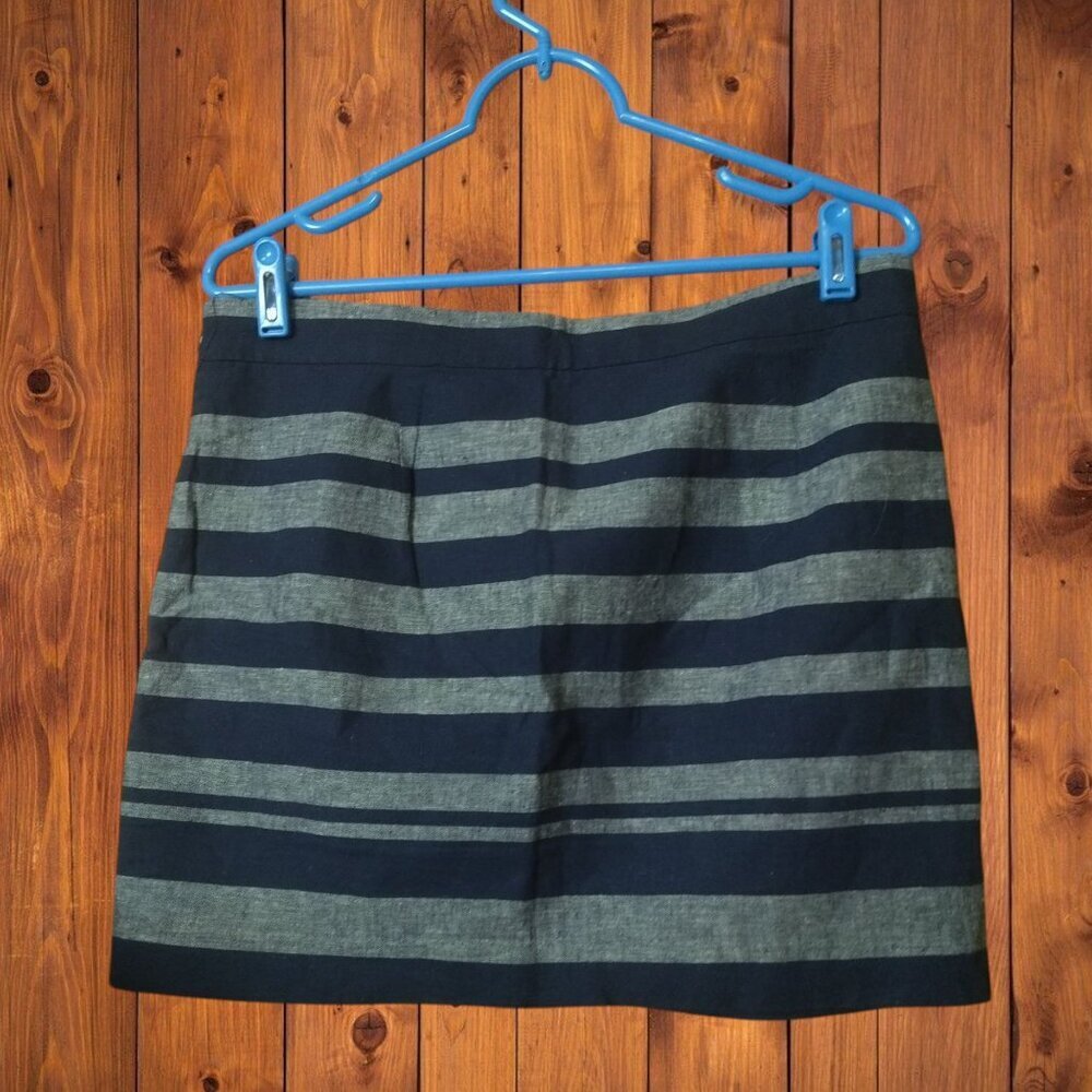 GAP Size 4 Striped Lined Skirt Mini Office Preppy Academia Blue Gray Classic